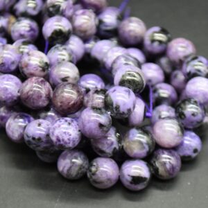 Charoite (purple) Gemstone Round Beads - 9mm - 9.5mm - 15 Strand For Jewellery Making