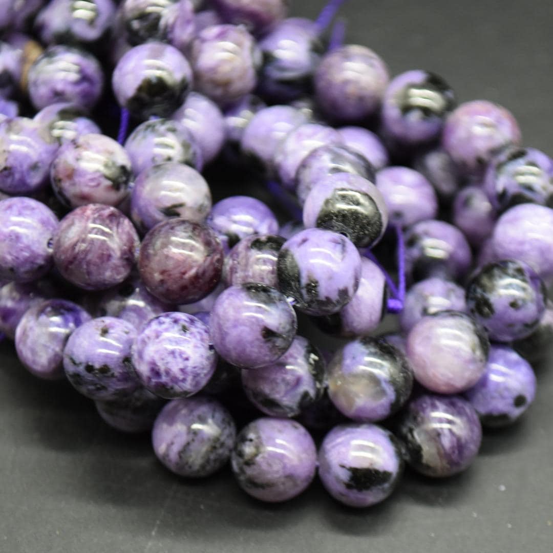 Charoite (purple) Gemstone Round Beads - 9mm - 9.5mm - 15 Strand For Jewellery Making