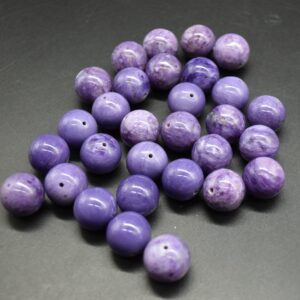 Charoite Smooth Round Loose Gemstone Beads - 14mm - 15mm - 1 Or 4 Count - Jewellery Making Supplies | Crystal Beads