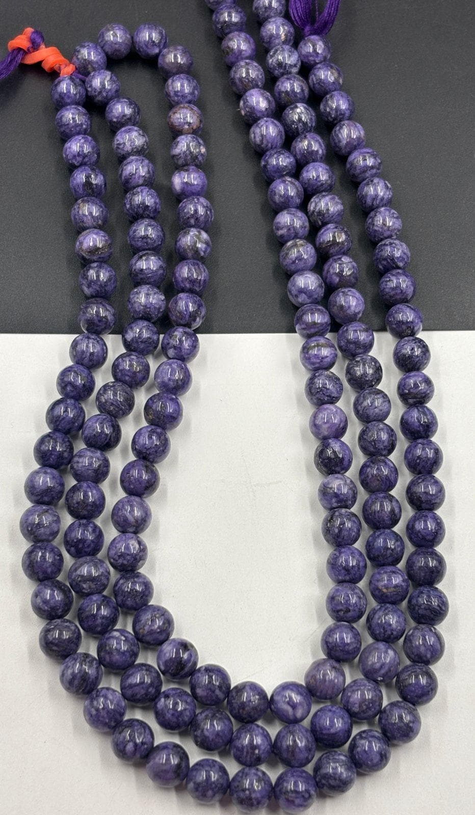 Charoite Smooth Round Shape Gemstone Beads Size- 8 Mm, 15 Inch Strand For Making Jewelry