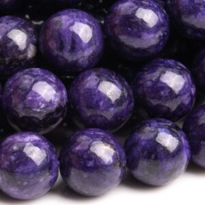 Treated Charoite Gemstone Beads 7-8MM Deep Purple Round A Quality Loose Beads (106268)