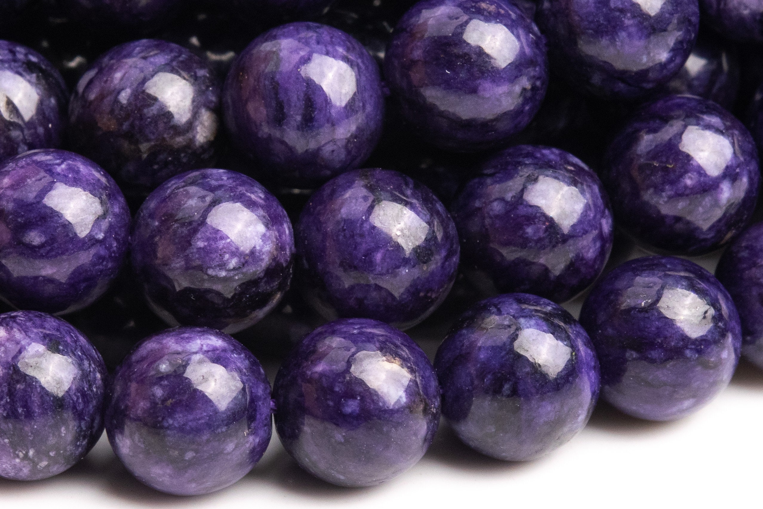 Treated Charoite Gemstone Beads 7-8mm Deep Purple Round A Quality Loose Beads (106268) Treated Charoite Gemstone Beads 7-8mm Deep Purple Round A Quality Loose Beads (106268)
