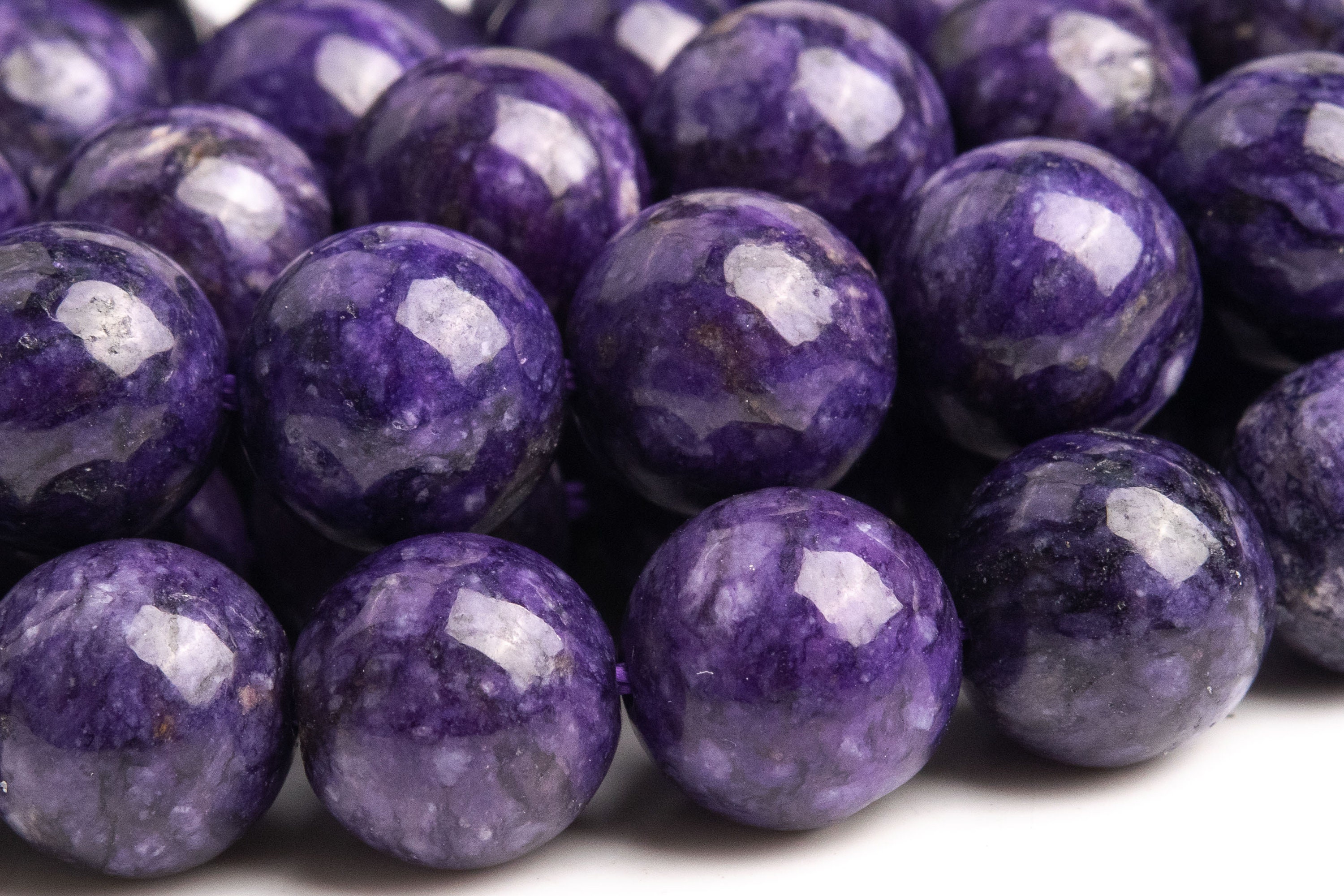 Treated Charoite Gemstone Beads 9-10mm Deep Purple Round A Quality Loose Beads (106269)