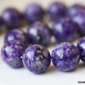 Xl/ Charoite 21mm/ 18mm Round Beads 16" Strand Natural Gemstone Beads Size Varies For Jewelry Making