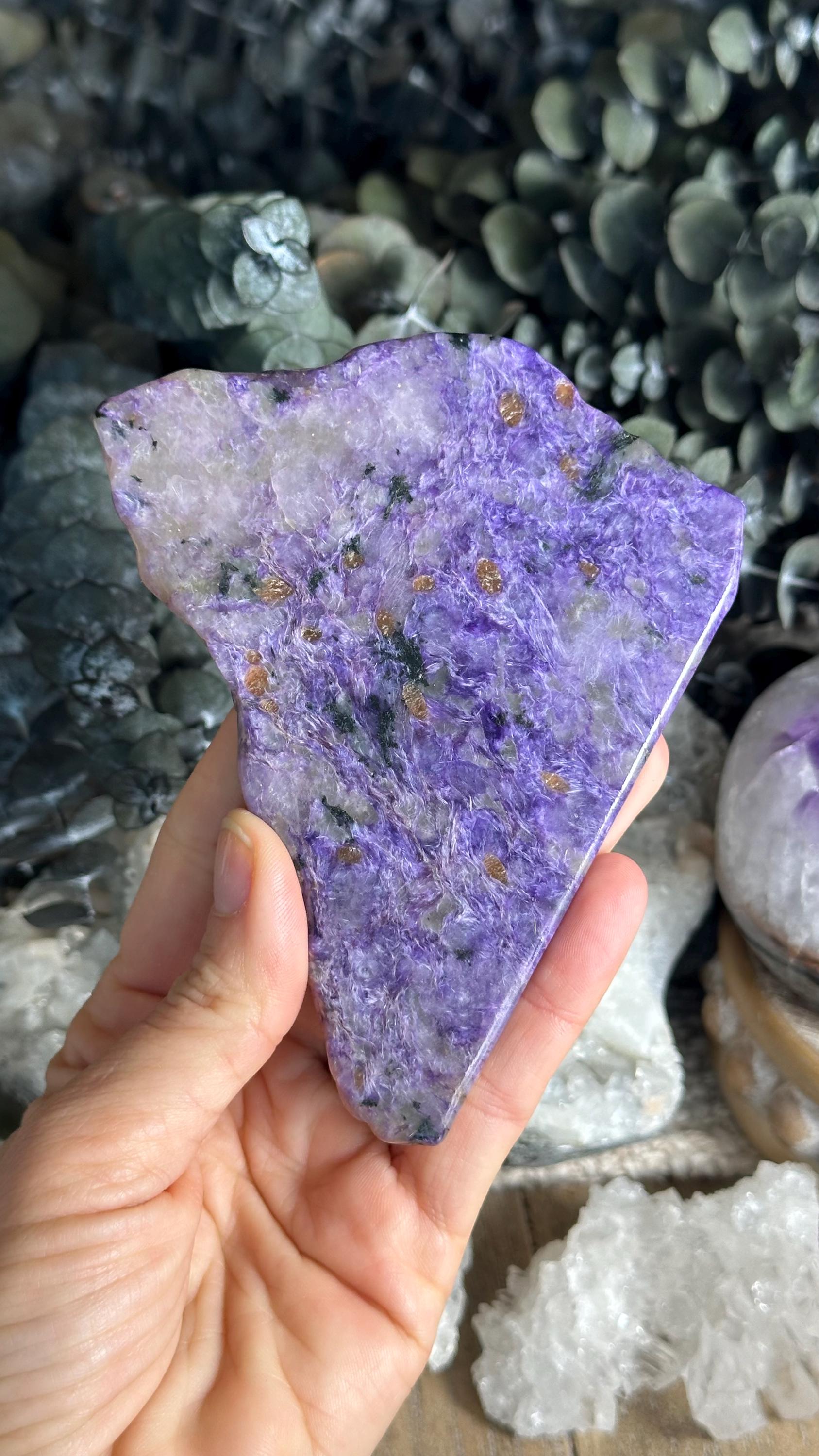 Charoite Charging Slab, Flat Stone Plate