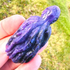 Charoite Crystal Octopus Carving, Rare High Grade