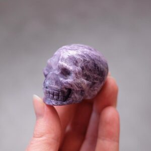 Charoite Crystal Skull , Purple Charoite Skull Crystal , Skull Carving , Crystal Carving