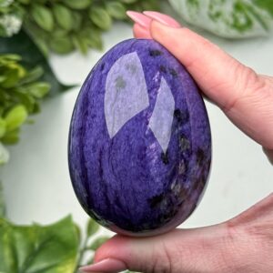 Charoite Egg | 238g | - #1 (polished Purple Crystal Carving, Crown Chakra, Healing Stone, Balance)