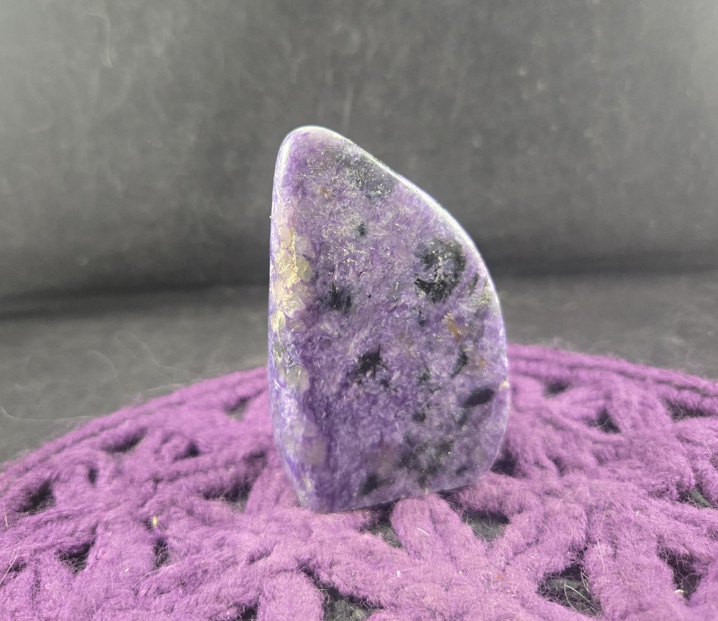 Charoite Freeform Polished Crystal Standing Purple Stones Russian Russia
