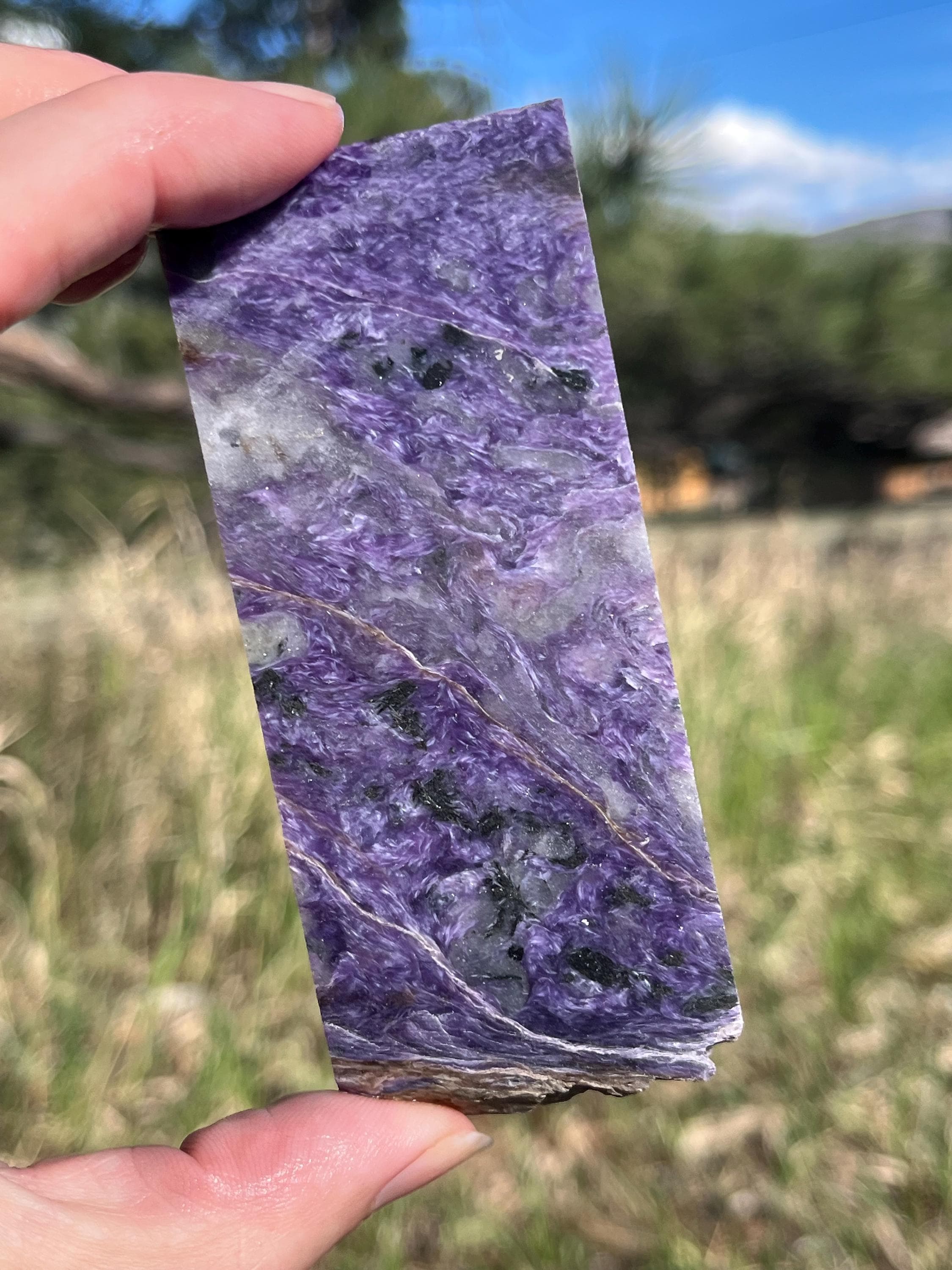 Charoite Lapidary Slab Natural Stone Not Polished For Cabbing