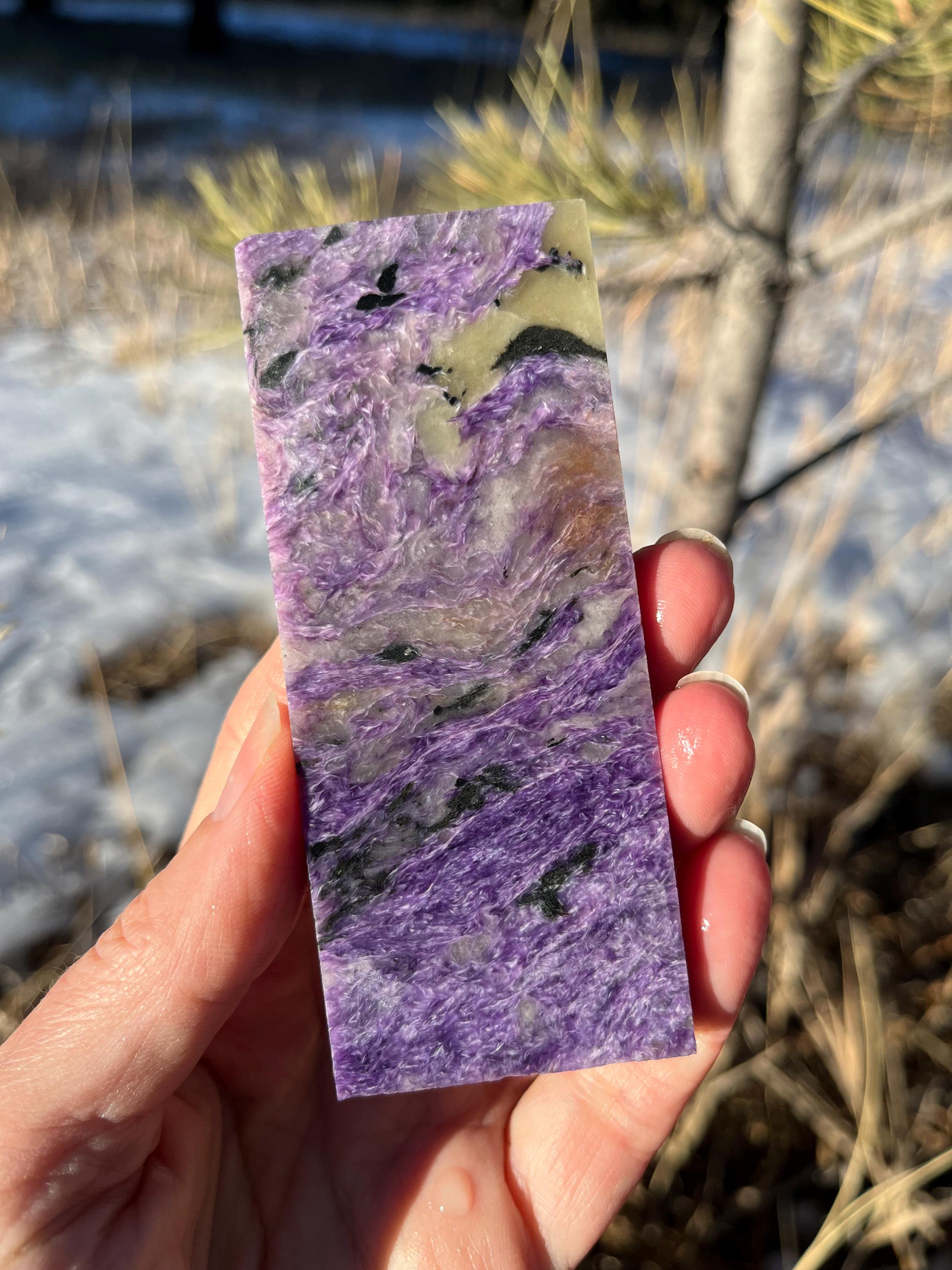 Charoite Lapidary Slab Natural Stone Not Polished For Cabbing