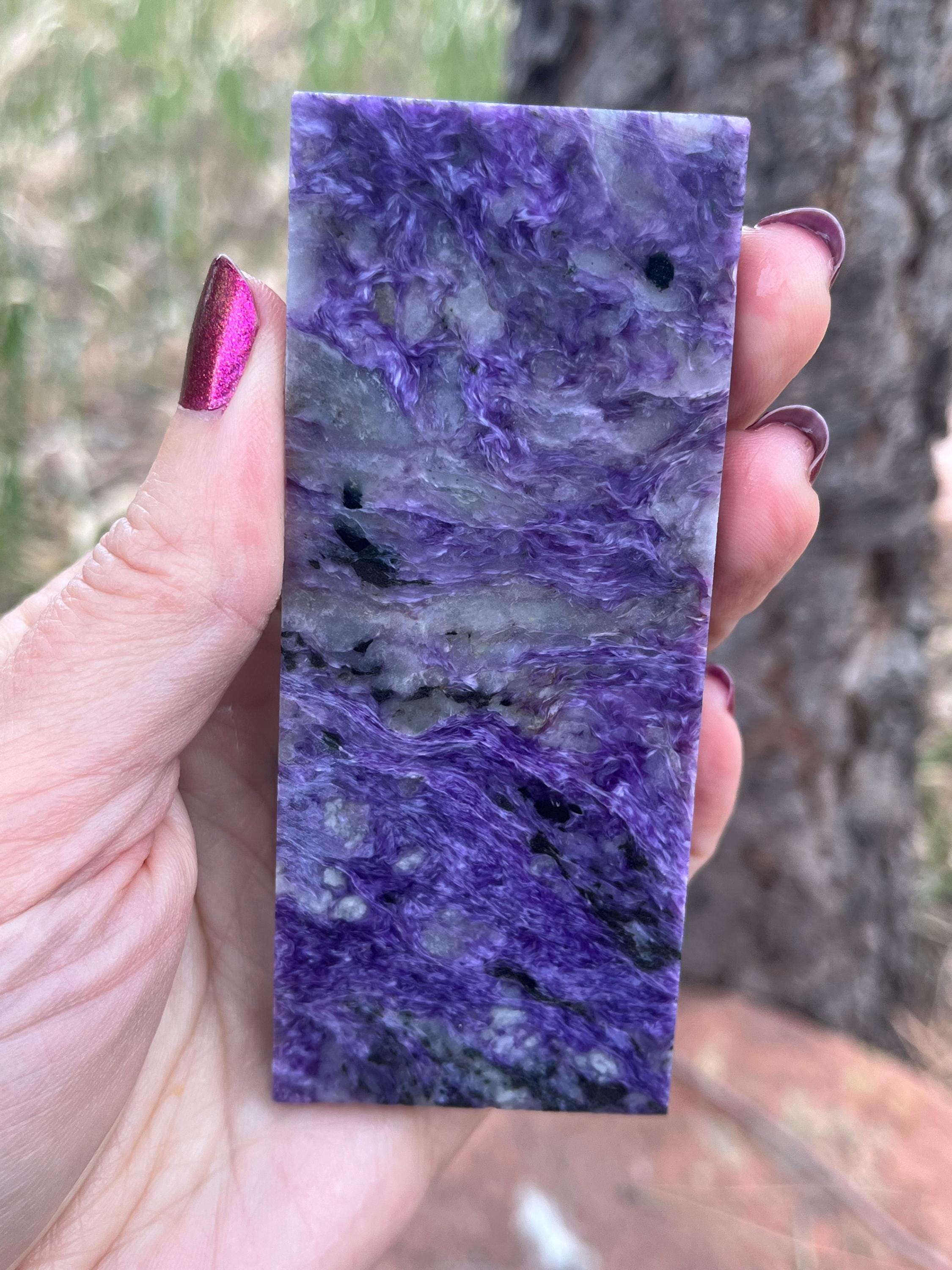 Charoite Lapidary Slab Natural Stone Not Polished For Cabbing