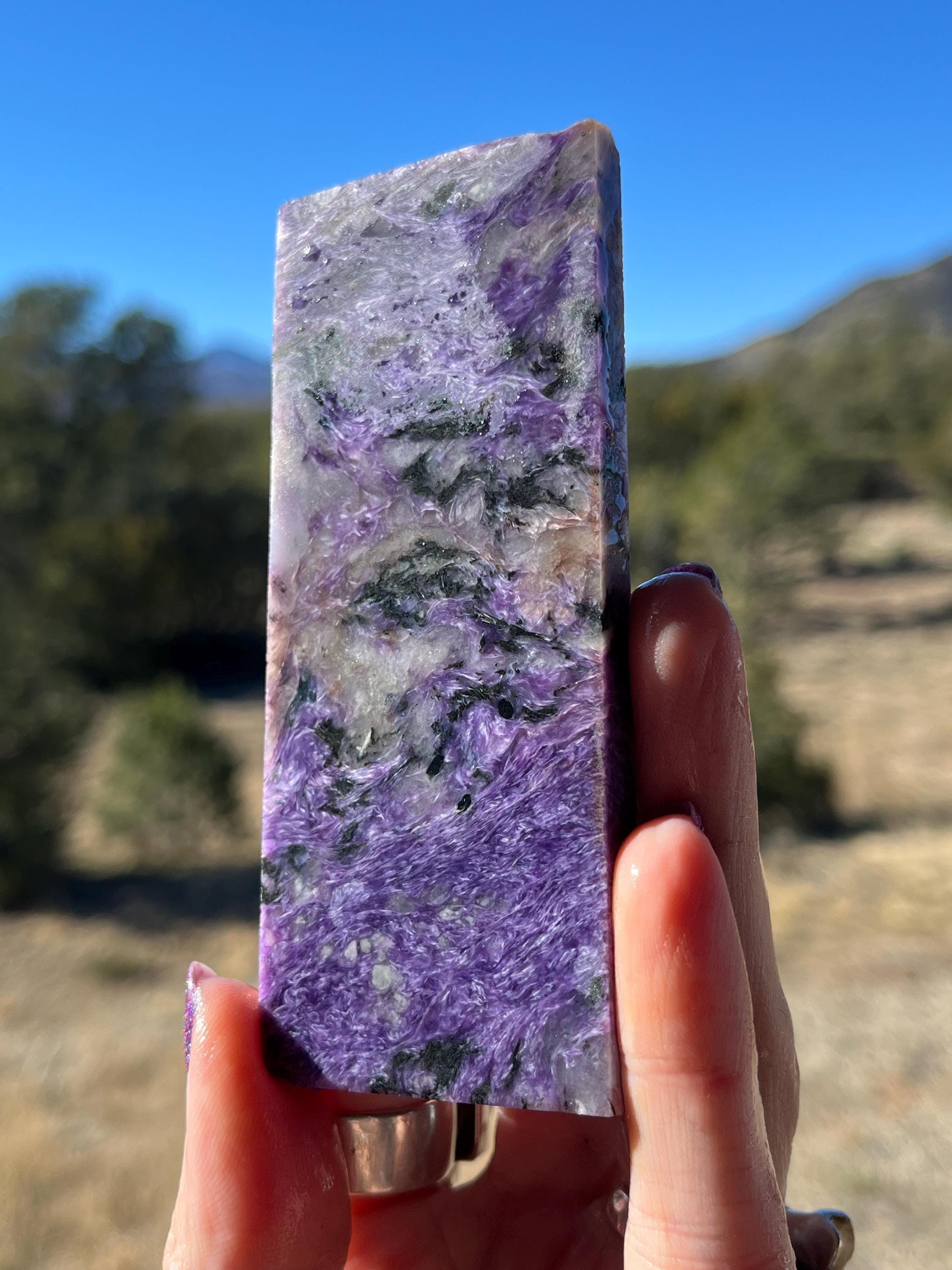 Charoite Lapidary Slab Natural Stone Not Polished For Cabbing