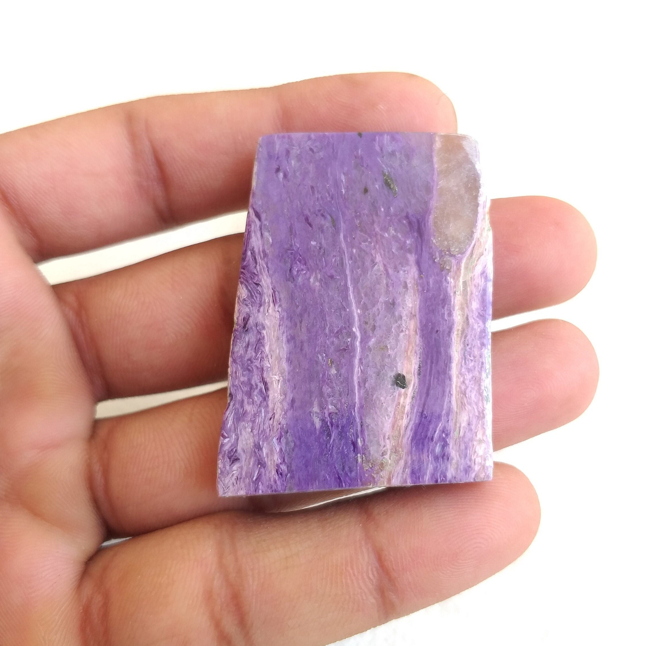 Polished Charoite Stone Slice, Aaa Grade Gemstone Slab (49x33x7 Mm)