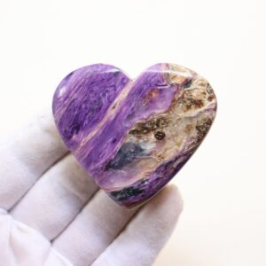 Rare Charoite Heartstone, Natural Charoite Stone from Russia, High Quality Charoite Heart, Balancing Stone, Third Eye and Crown Chakra