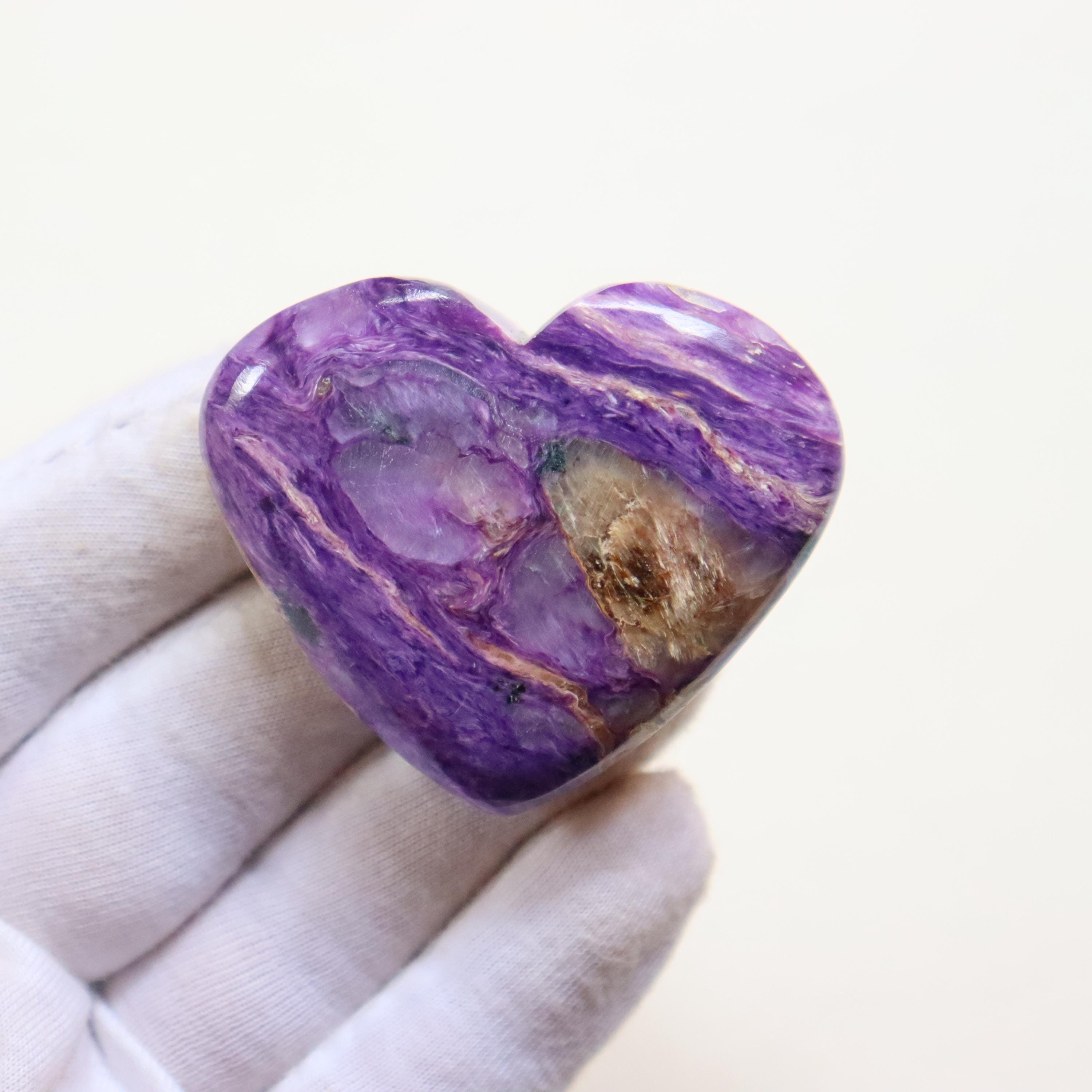 Rare Charoite Heartstone, Natural Charoite Stone From Russia, High Quality Charoite Heart, Balancing Stone, Third Eye And Crown Chakra Rare Charoite Heartstone, Natural Charoite Stone From Russia, High Quality Charoite Heart, Balancing Stone, Third Eye And Crown Chakra