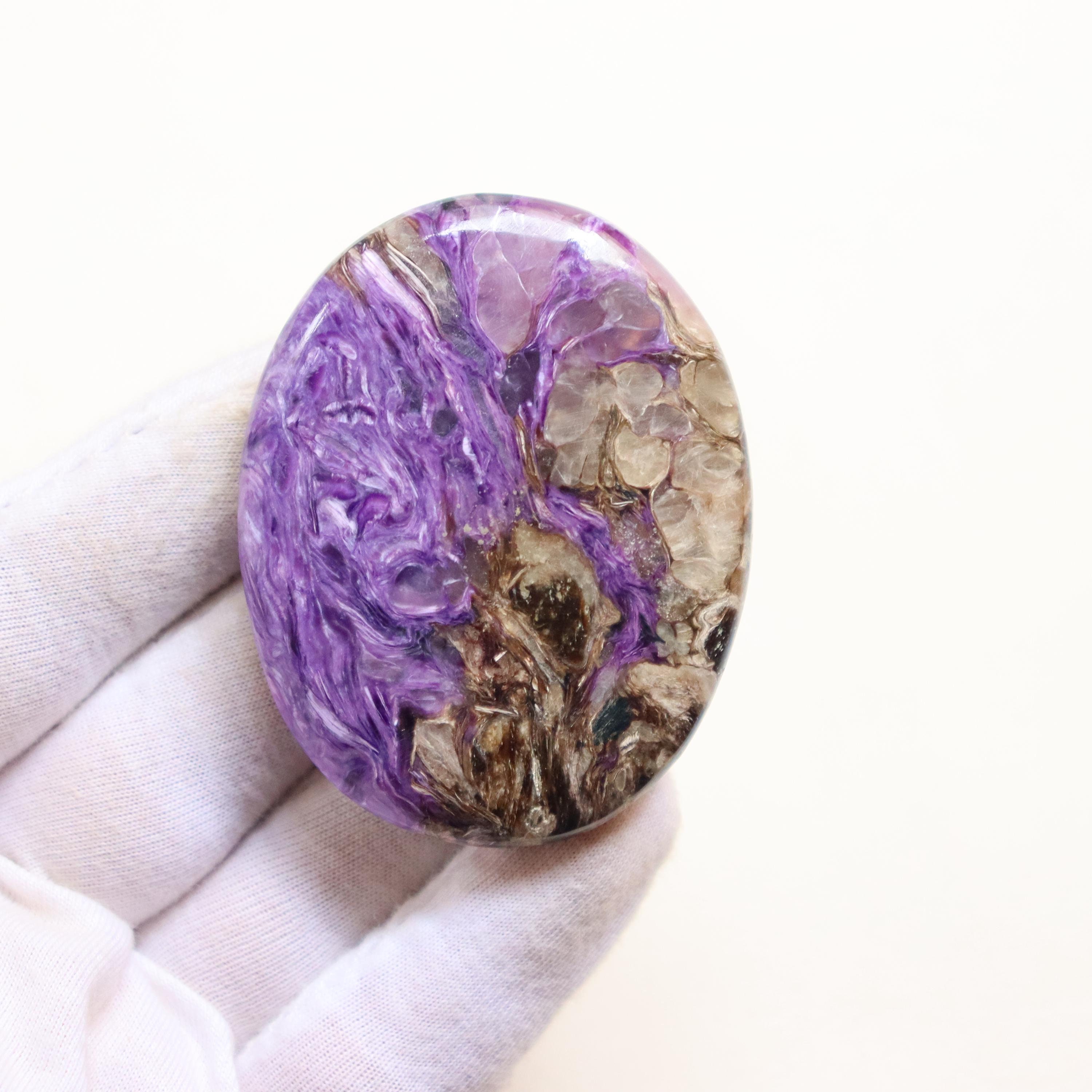 Rare Charoite Palmstone, Natural Charoite Stone From Russia, High Quality Charoite Stone, Balancing Stone, Third Eye And Crown Chakra