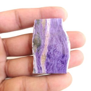 Charoite Stone Slice Gemstone One Side Polished Natural Russian Charoite Stone Slab For Jewelry Making Healing Crystal 47x32x6 MM