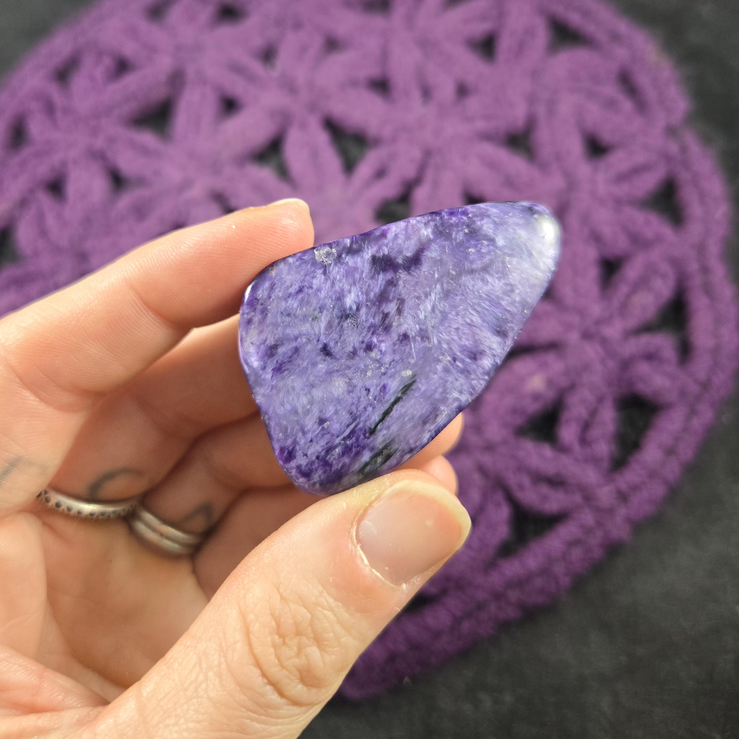 Charoite Freeform Tumbled Stone Polished Crystal Small Palmstone Purple Stones Russian Russia