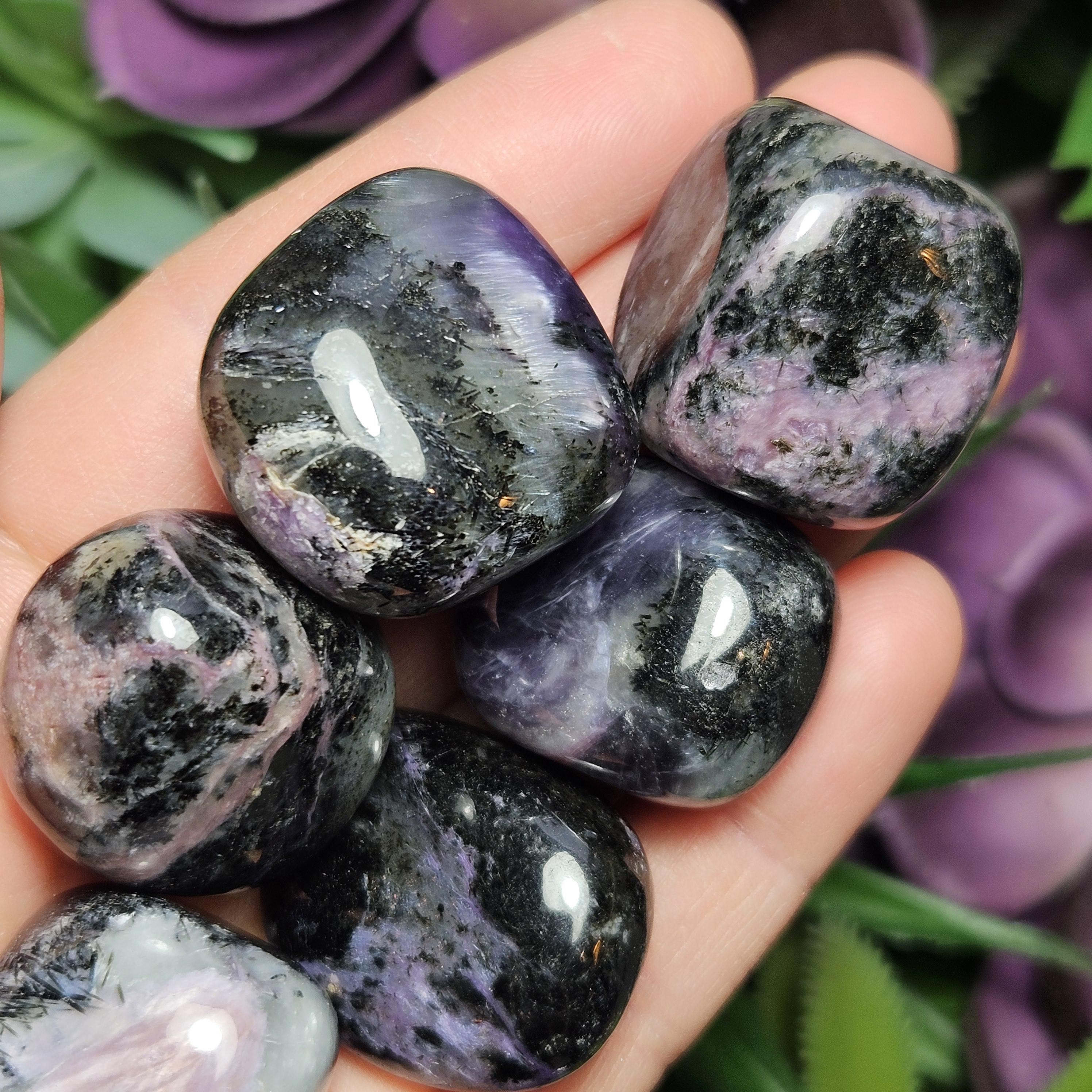 Tumbled Charoite Crystal, B Grade Dark Charoite Stone Specimen