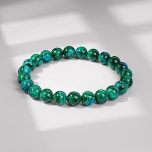 6 / 8mm Natural Chrysocolla Malachite Bracelet Premium Gemstone Jewelry Gift For Women & Men