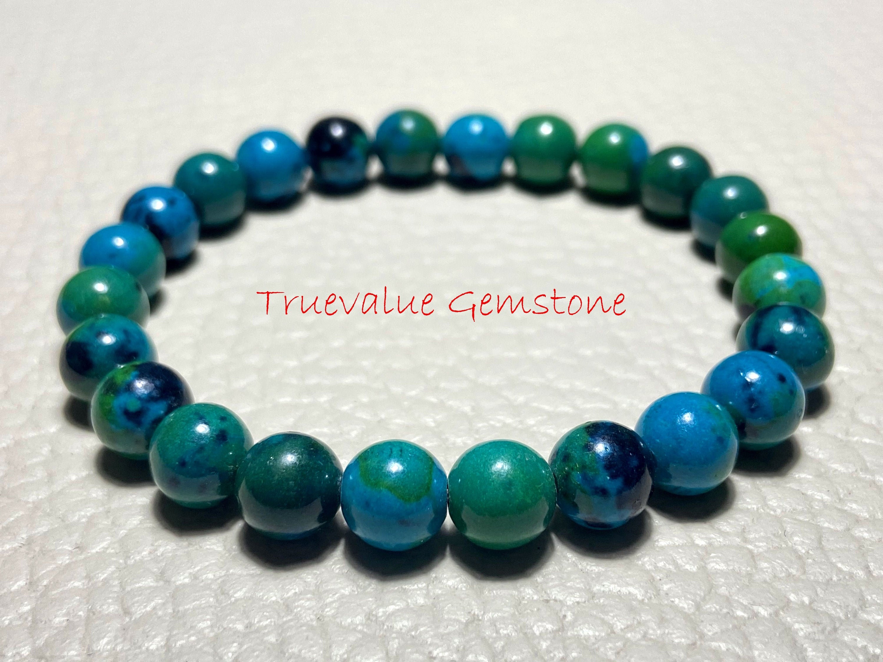 Chrysocolla Beaded Bracelet: Bohemian Healing Gemstone Accessory