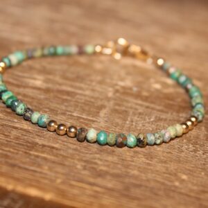 Chrysocolla Bracelet, Beaded, Stacking, Gold Filled Beads, Chrysocolla Jewelry, Gemstone Jewelry