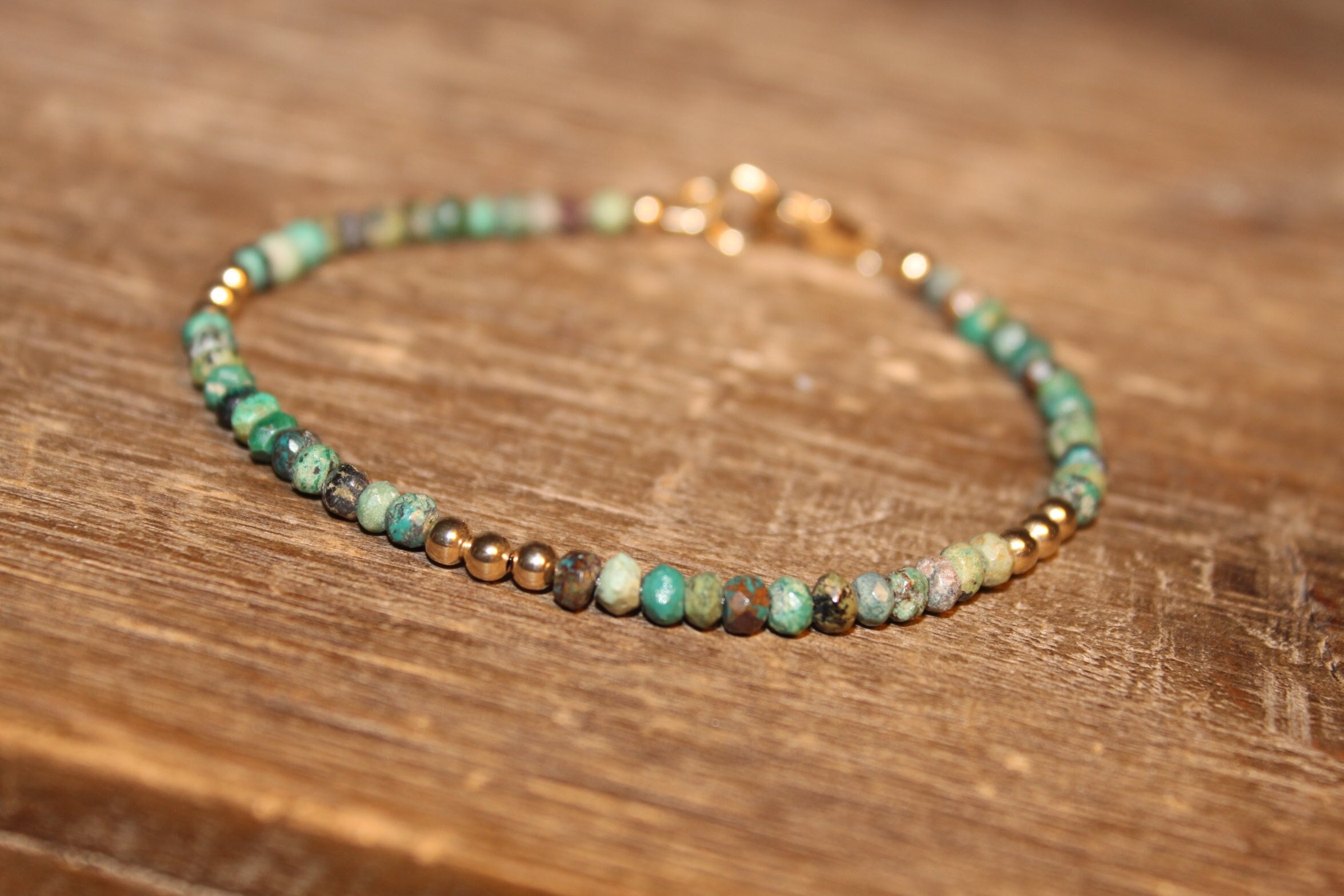 Chrysocolla Bracelet, Beaded, Stacking, Gold Filled Beads, Chrysocolla Jewelry, Gemstone Jewelry