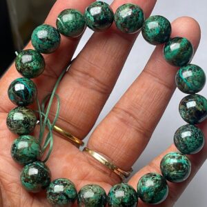 Beautiful- Natural Rare Chrysocolla | 10 MM Round Beaded Bracelet | Chrysocolla Beads Communication | Relaxation | Absorption For Sale