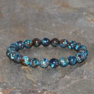 Chunky Chrysocolla Bracelet 8mm Grade Aa Blue South African Chrysocolla Bracelet Exquisite Chrysocolla Handmade Unisex Gift Bracelet