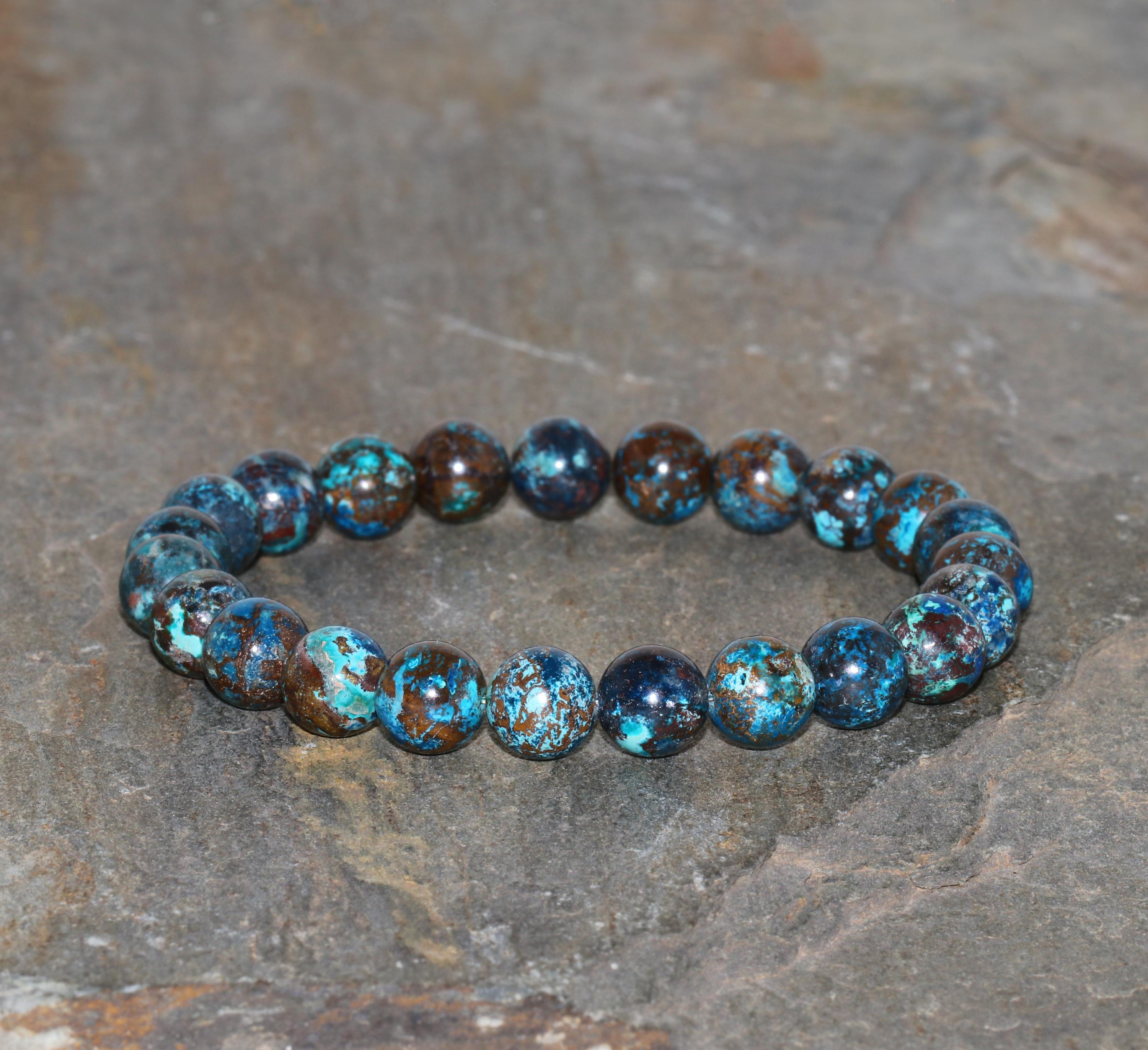 Chunky Chrysocolla Bracelet 8mm Grade Aa Blue South African Chrysocolla Bracelet Exquisite Chrysocolla Handmade Unisex Gift Bracelet