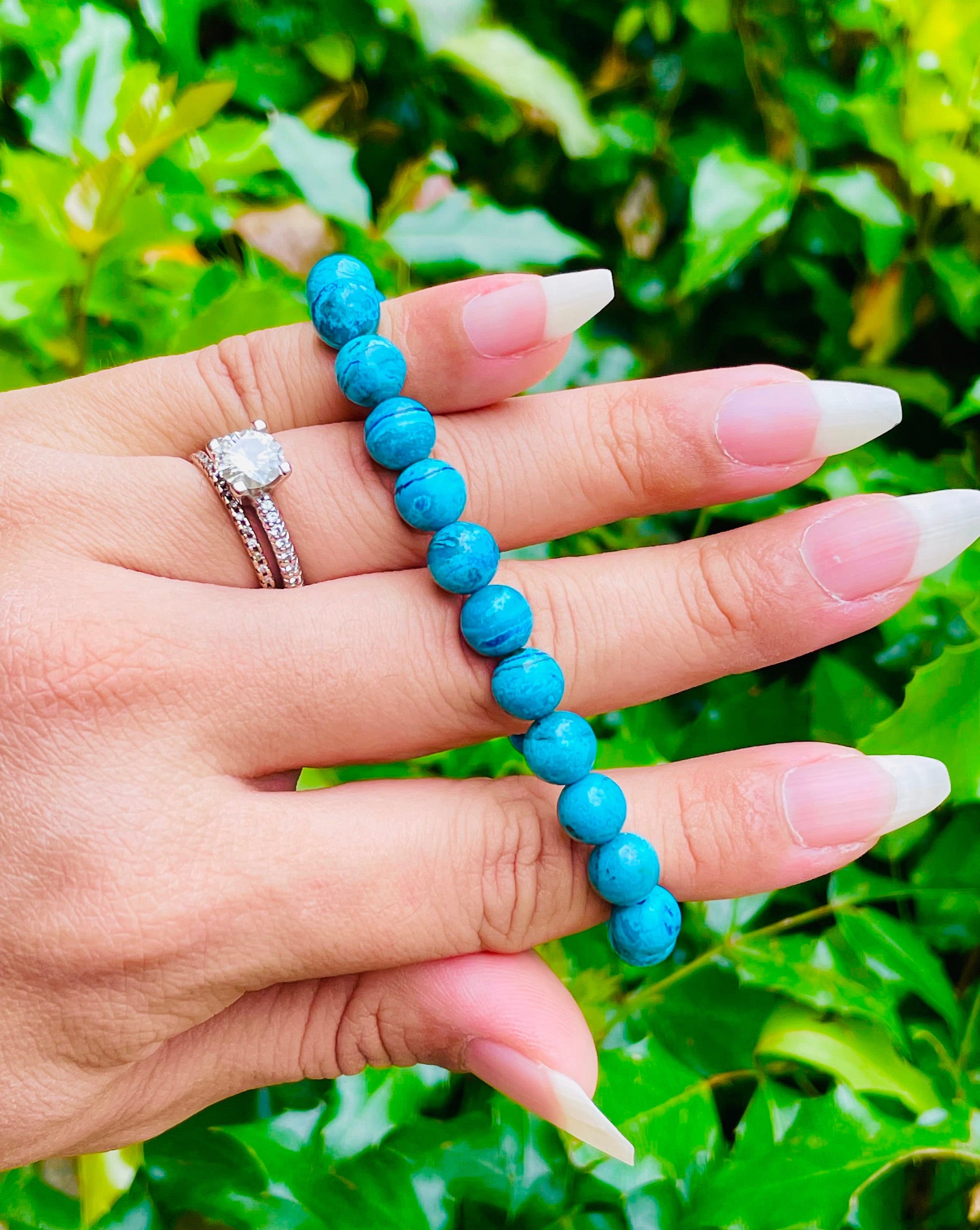 Chrysocolla Crystal Bracelet: Blue Green Gemstone Beaded Jewelry Chrysocolla Crystal Bracelet: Blue Green Gemstone Beaded Jewelry