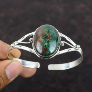 Cuprite Chrysocolla Bangle: Handmade 925 Sterling Silver Cuff