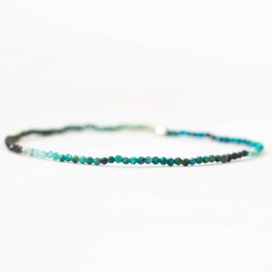 Dainty Chrysocolla Stretch Bracelet, Super Delicate Blue Green Shaded Ombre Jewelry