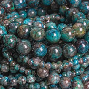 Dark Blue Green Chrysocolla Beads Bracelet 7.5" Genuine Natural 4MM 6MM 8MM Round Gemstone