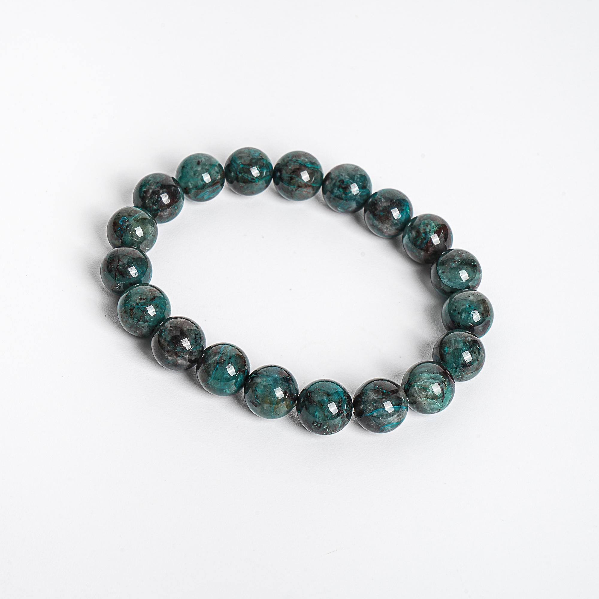 Dark Blue Green Chrysocolla Beads Bracelet 7.5" Genuine Natural 8mm 10mm Round Gemstone