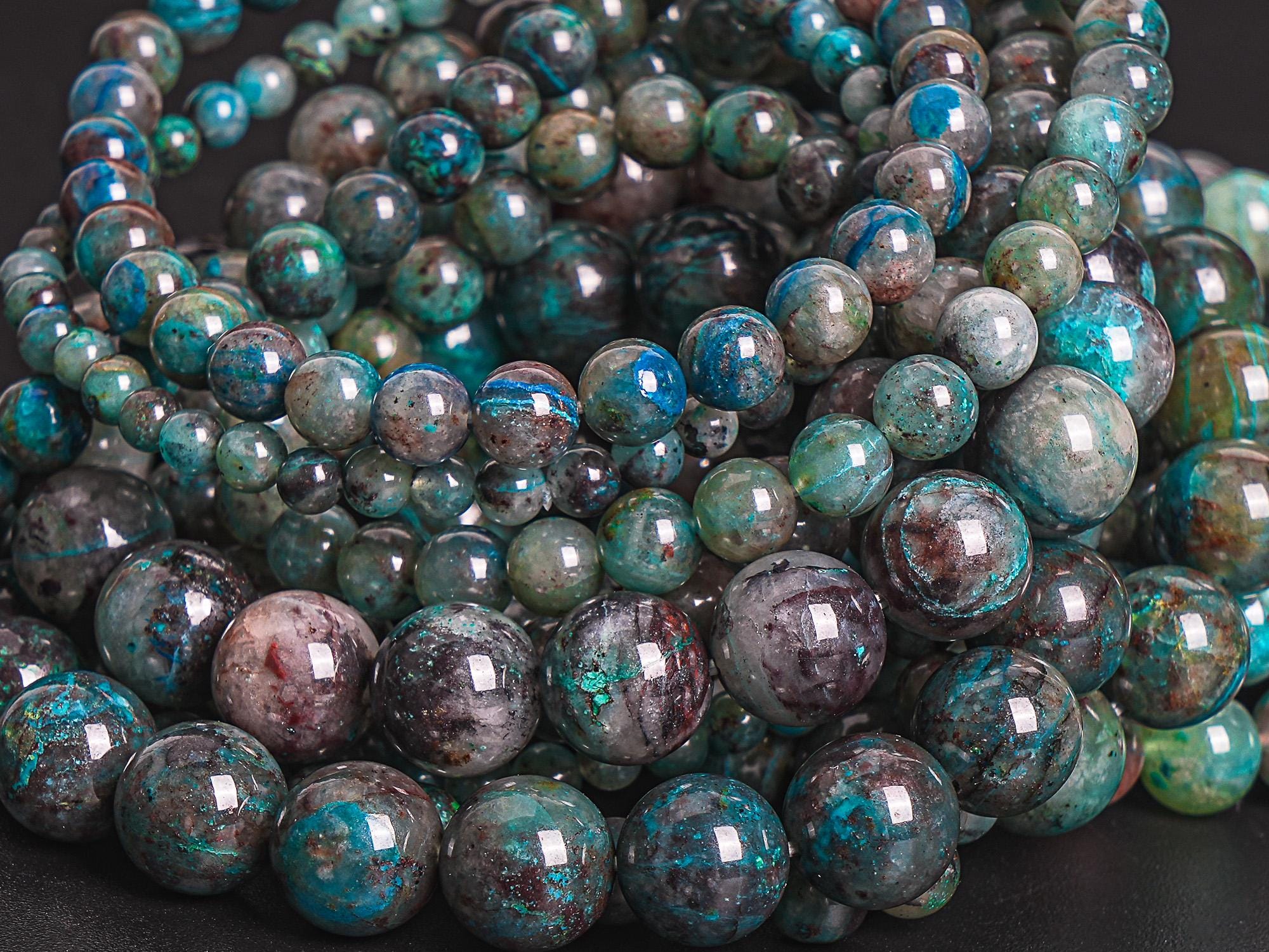 Genuine Natural 7mm/8mm/9mm/10mm Smooth Dark Blue Green Round Chrysocolla Gemstone Beads Bracelet Genuine Natural 7mm/8mm/9mm/10mm Smooth Dark Blue Green Round Chrysocolla Gemstone Beads Bracelet