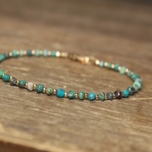 Chrysocolla Bracelet, Gold Filled, Rose Gold, Sterling Silver Beads, Beaded, Stacking, Chrysocolla Jewelry, Gemstone Jewelry