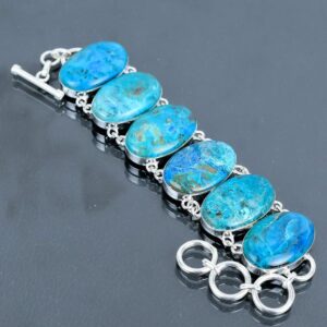Chrysocolla Bracelet: Handmade 925 Sterling Silver Adjustable Gemstone Jewelry