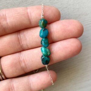 Chrysocolla Jewelry, Raw Chrysocolla Ankle Bracelet Gold Crystal Healing Anklet, Blue Chrysocolla Anklet, Raw Stone Anklet, Bridesmaids Gift