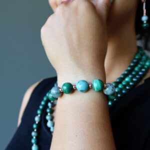 Chrysocolla Malachite Bracelet Goddess Copper Beads