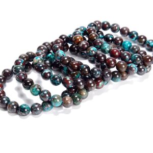 Natural Chrysocolla Gemstone Round Bracelet 6MM 8MM 10MM 7.5 inch Strand (S48)