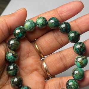 AAA Natural Chrysocolla | 10.5 mm Smooth Round Shape | Gemstone Beaded Bracelet | Healing Stones Stretchy Bracelet | Gift For Men & Women's