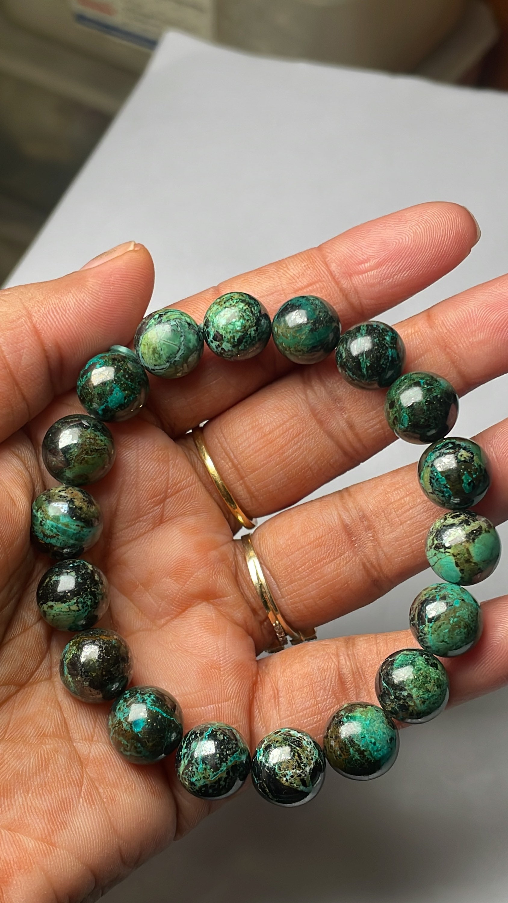 Aaa Natural Chrysocolla | 10.5 Mm Smooth Round Shape | Gemstone Beaded Bracelet | Healing Stones Stretchy Bracelet | Gift For Men & Women's