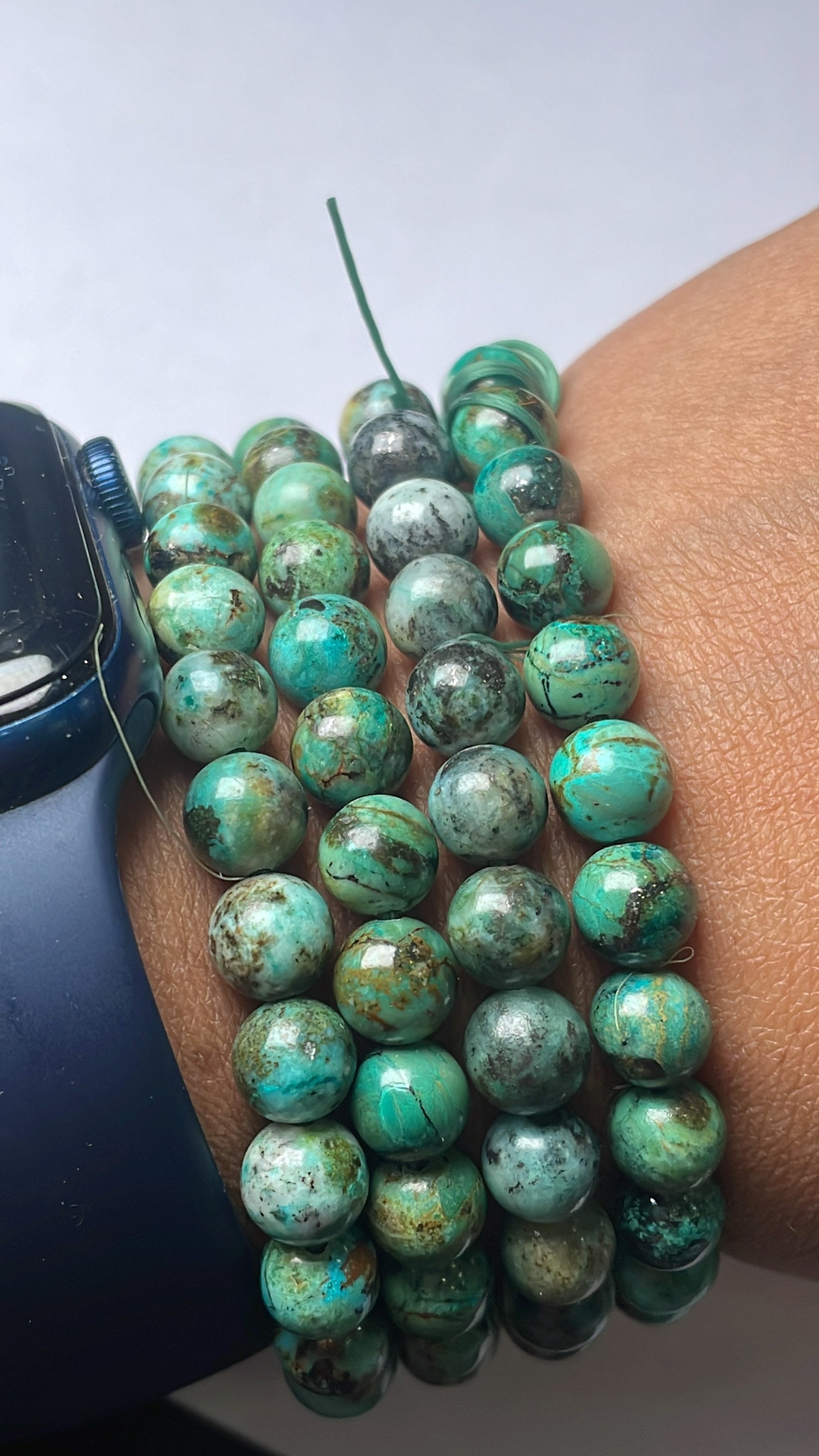 Natural Chrysocolla | 7mm Smooth Round Gemstone Beaded Bracelet| Elasticated Reiki Bracelet| Healing Stone| Chakra Bracelet| Birthstone Gift Natural Chrysocolla | 7mm Smooth Round Gemstone Beaded Bracelet| Elasticated Reiki Bracelet| Healing Stone| Chakra Bracelet| Birthstone Gift