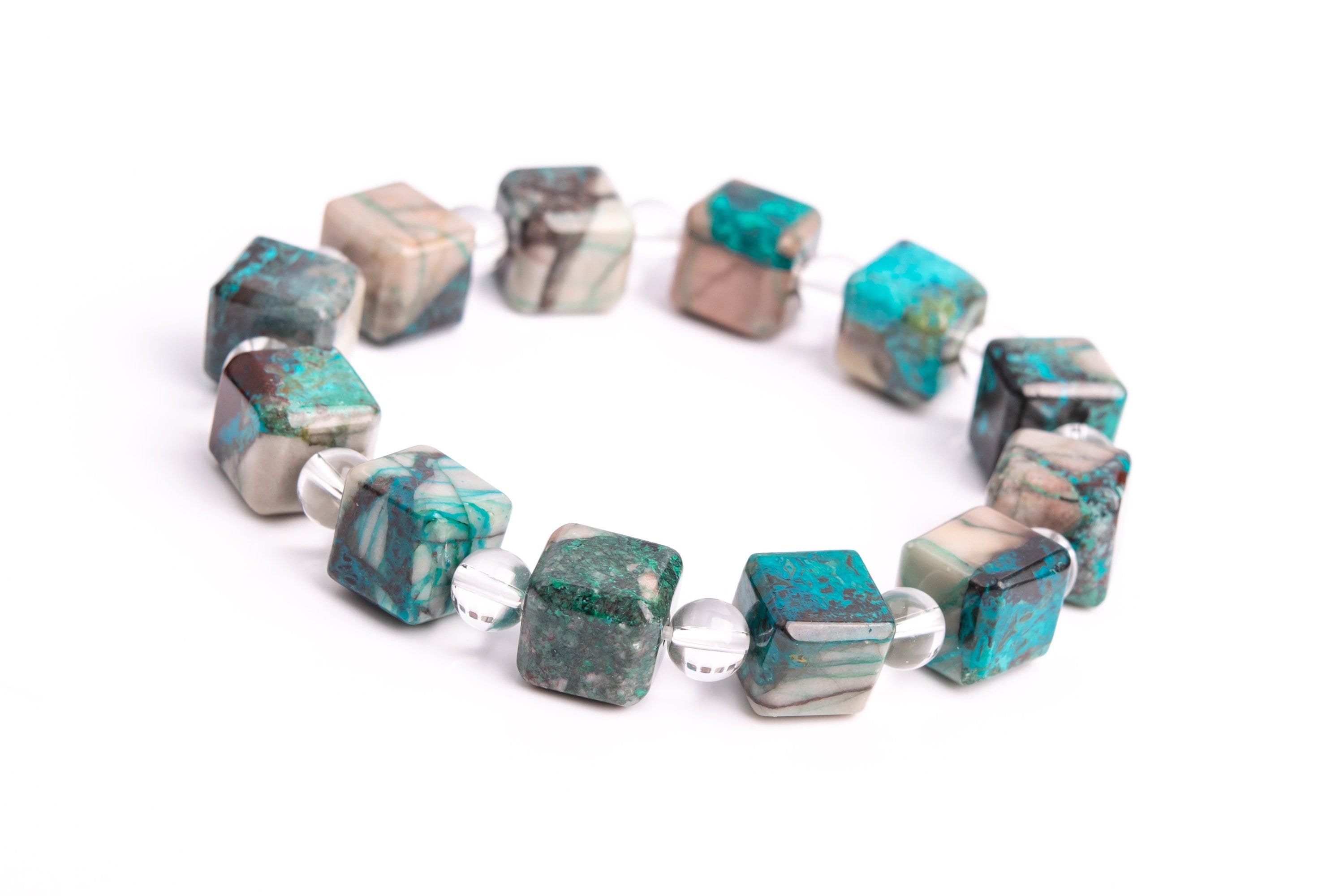 Only One 10-11mm Chrysocolla Beads Blue Green Bracelet Grade A+ Genuine Natural Beveled Edge Faceted Cube Gemstone 7.5" (118491h-4037) Only One 10-11mm Chrysocolla Beads Blue Green Bracelet Grade A+ Genuine Natural Beveled Edge Faceted Cube Gemstone 7.5" (118491h-4037)