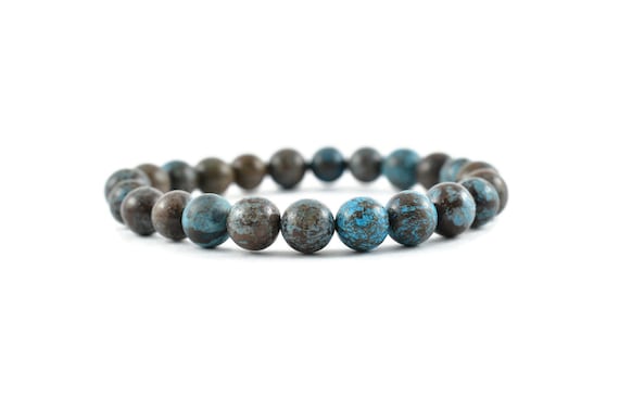 Chrysocolla Round Beaded Bracelet – Healing Crystals, Gemstone Bracelet