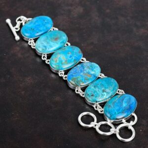 Chrysocolla Sterling Silver Bracelet - Handmade Antique Style Jewelry