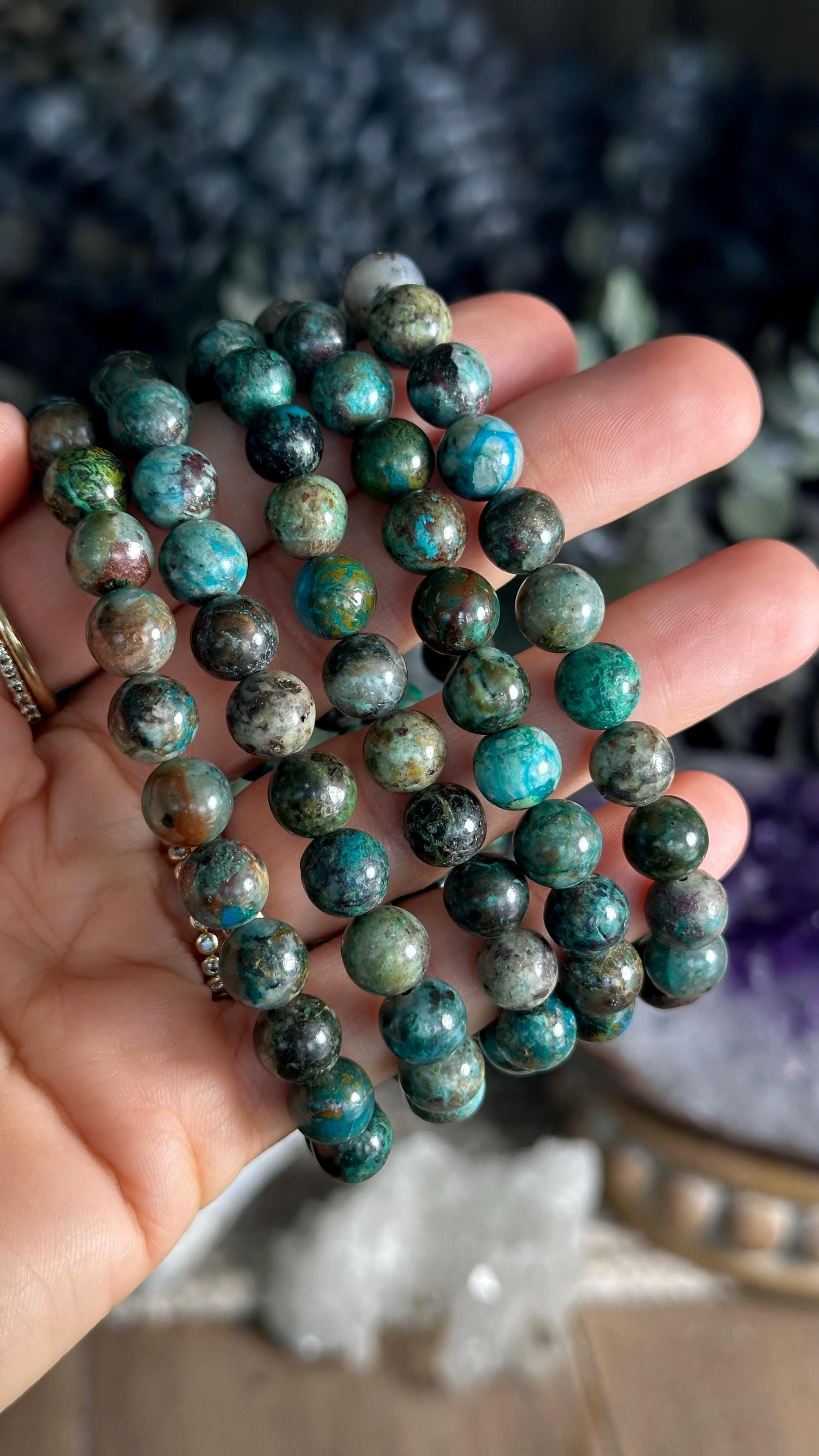 Chrysocolla Stretch Beaded Bracelet, Crystal Bracelets, 8mm Chrysocolla Stretch Beaded Bracelet, Crystal Bracelets, 8mm