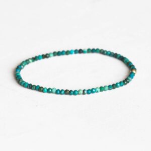 Chrysocolla Stretch Bracelet, Beaded Delicate Elastic Jewelry, Blue Green Gemstones
